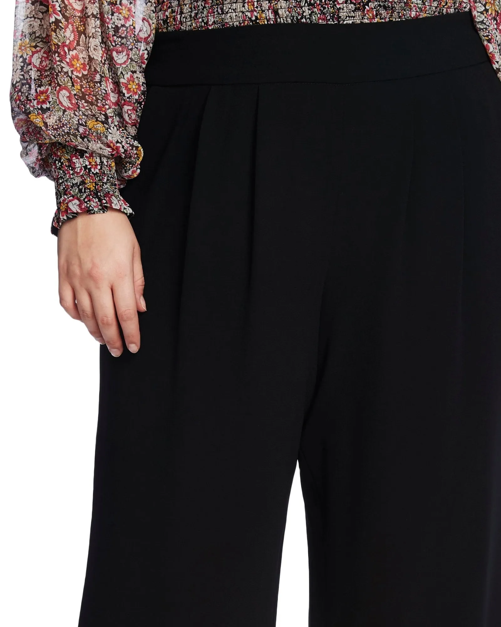 1.STATE Women's  Crepe Cropped Wide Leg Pants Black  2X | Black