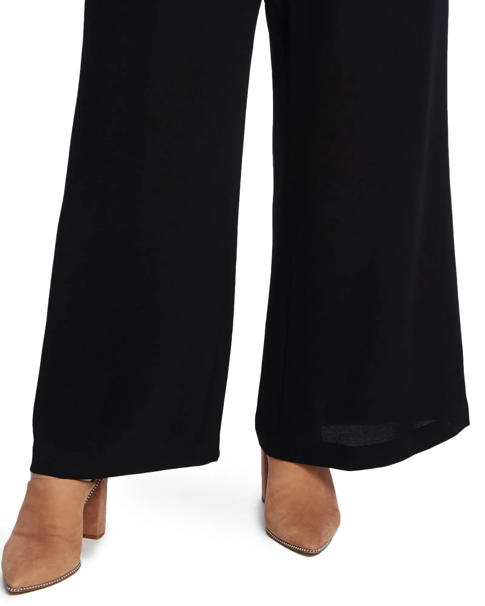 1.STATE Women's  Crepe Cropped Wide Leg Pants Black  2X | Black