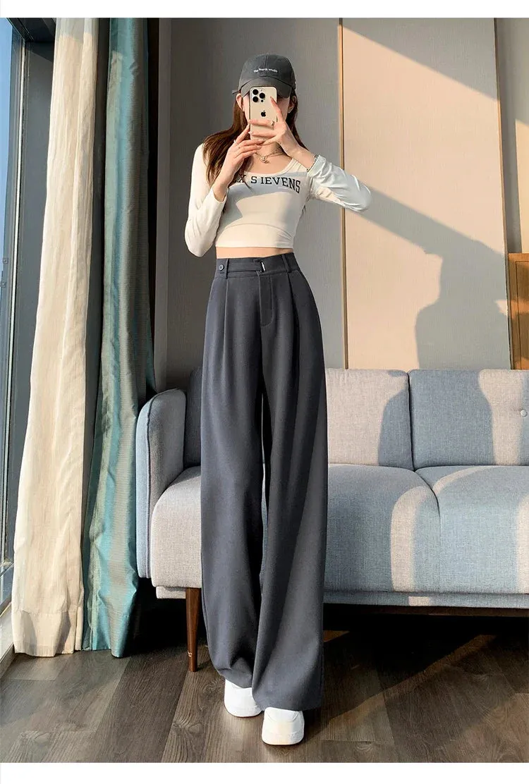 Baggy Classic Pants Vintage Office Lady Casual Trousers Work High Pants