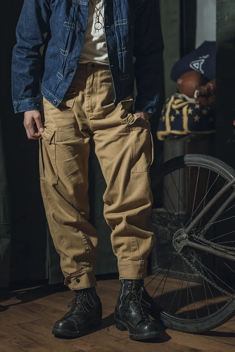 Belgian M64 Mod Khaki High Rise Motorcycle Cargo Pants