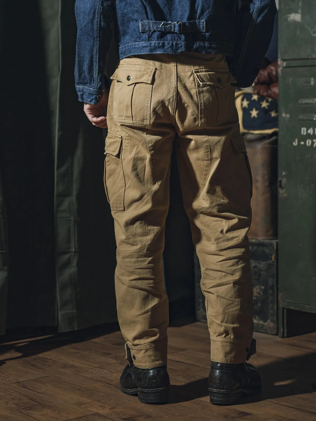 Belgian M64 Mod Khaki High Rise Motorcycle Cargo Pants