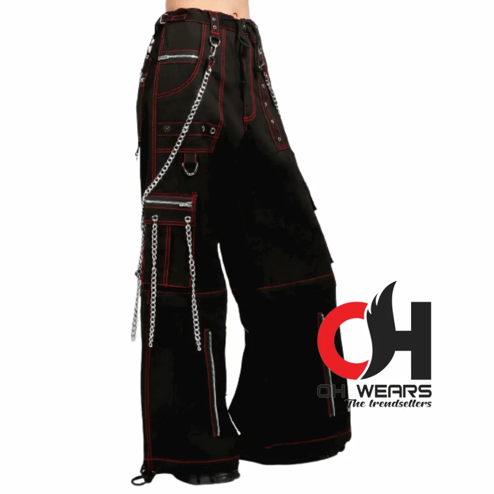 Black Wide Baggy Electro Rave Punk Gothic Chain Pants