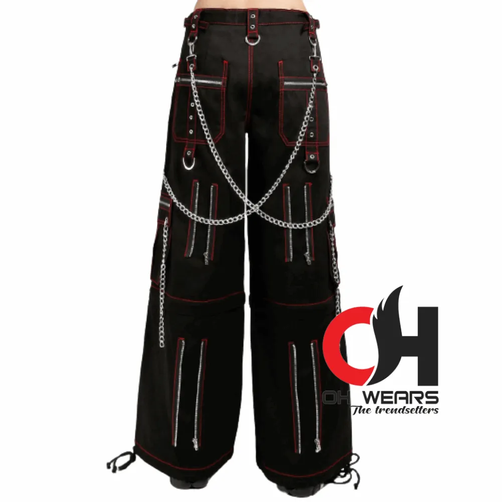 Black Wide Baggy Electro Rave Punk Gothic Chain Pants