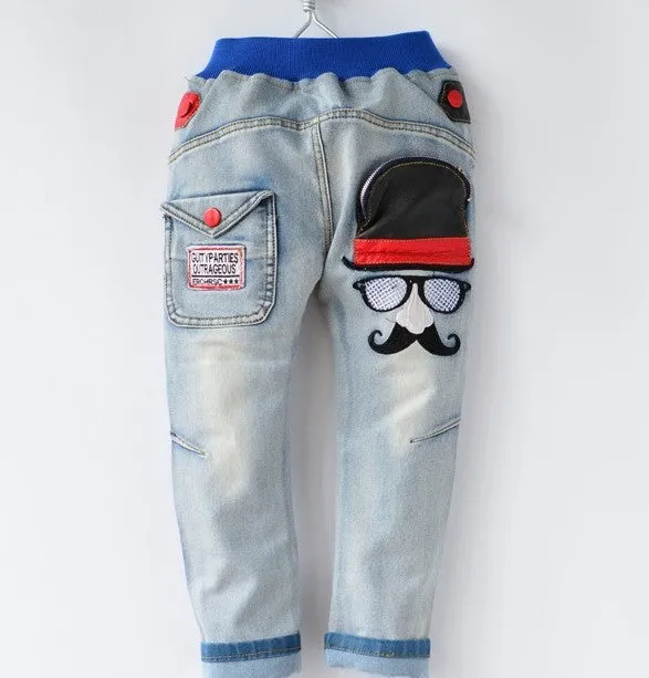 Boys Fashion Jeans Mustache Back Pocket - ONLY 1 LEFT !!!