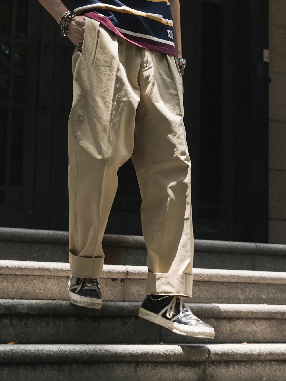 Casual Double Pleated Pants - Men's Loose Straight Fit Trousers