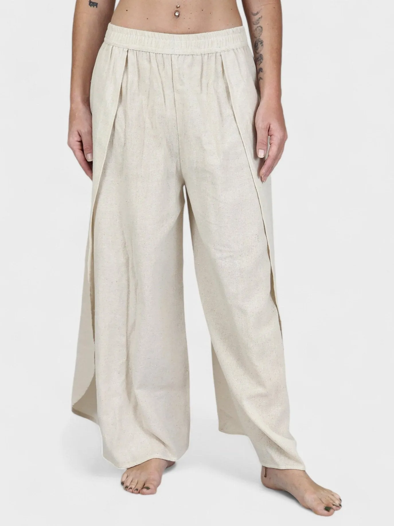 Cream Jute Fly Away Trousers