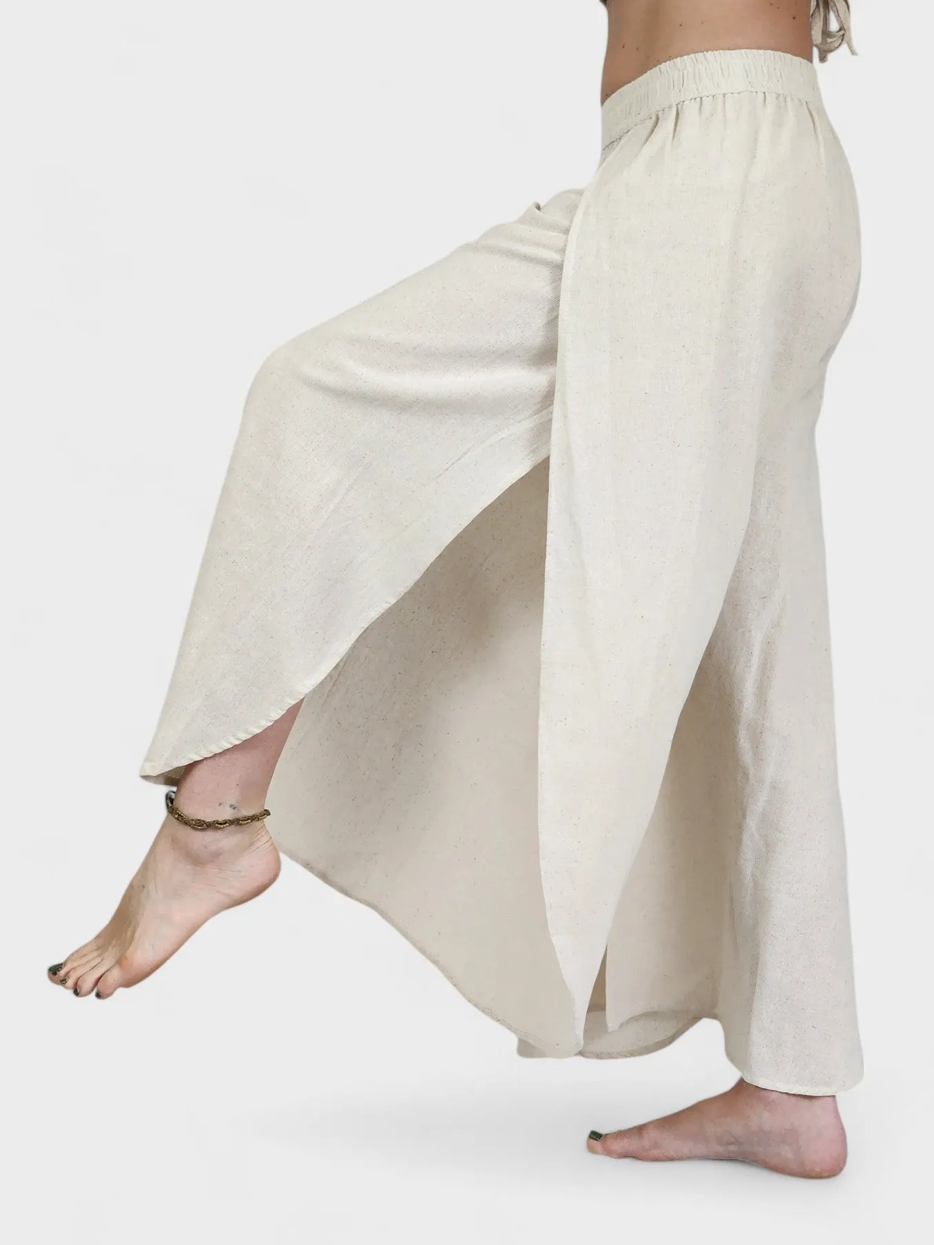 Cream Jute Fly Away Trousers