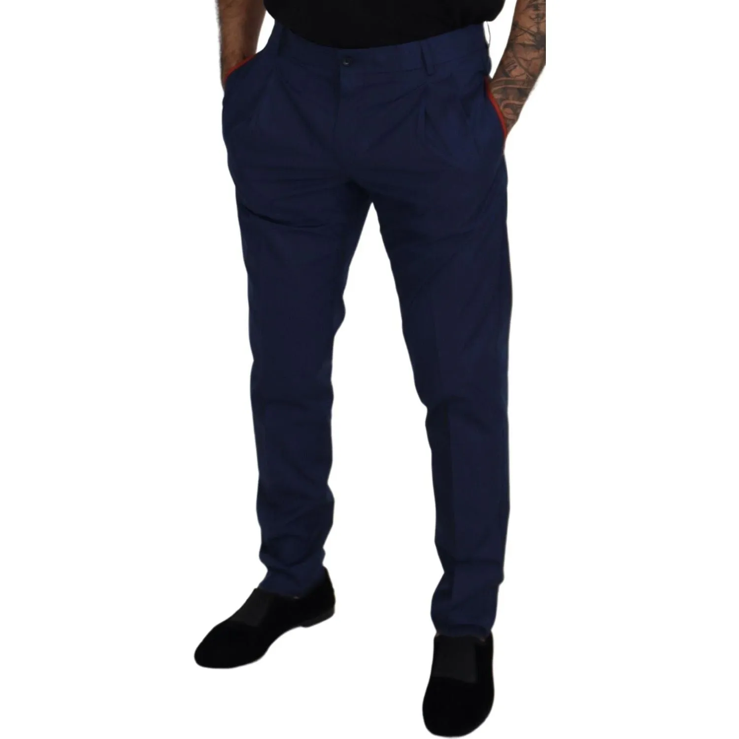 Dolce & Gabbana Elegant Blue Cotton Silk Pants