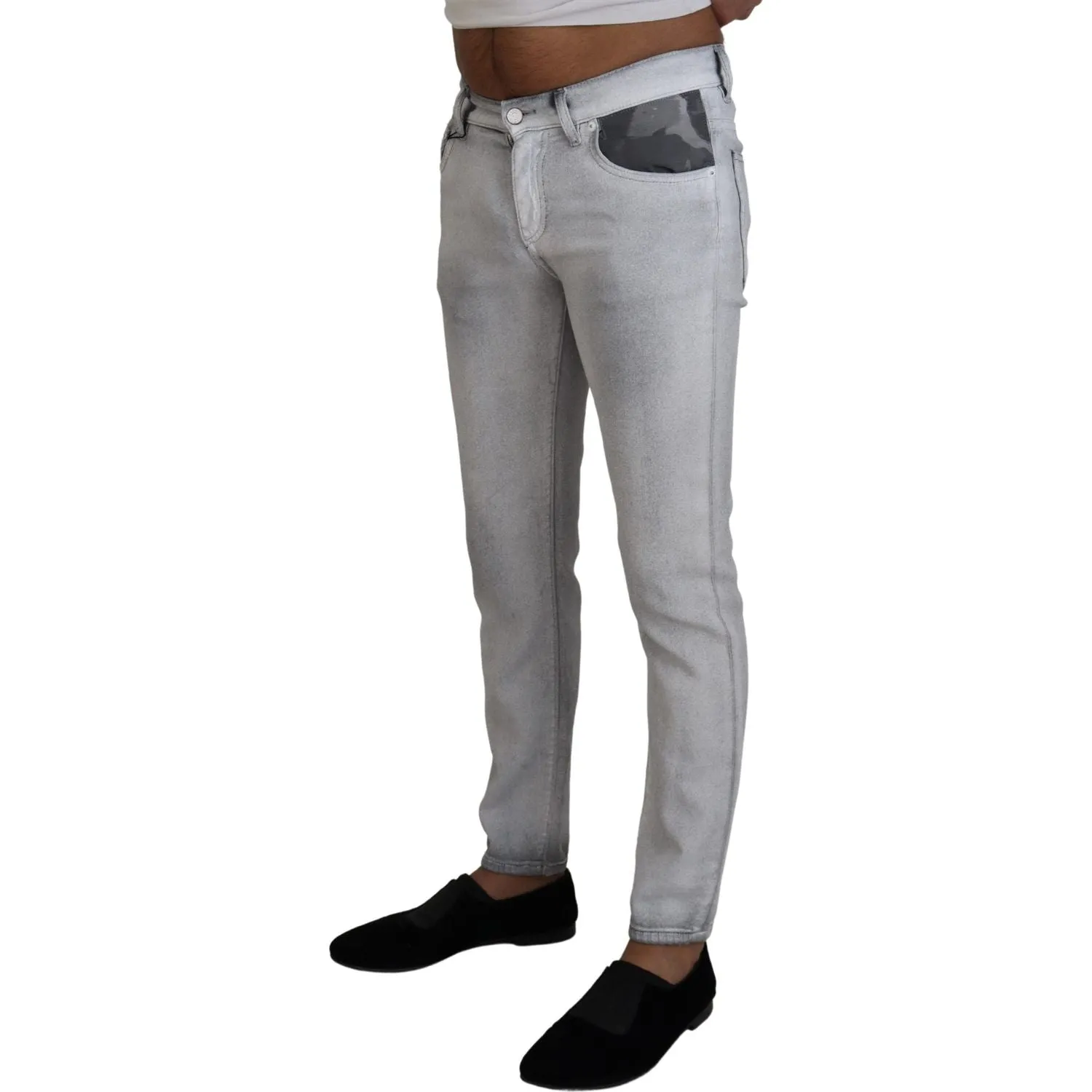 Dolce & Gabbana Elegant Gray Washed Cotton Blend Pants