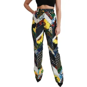 Dolce & Gabbana Elegant High Waist Multicolor Straight Pants