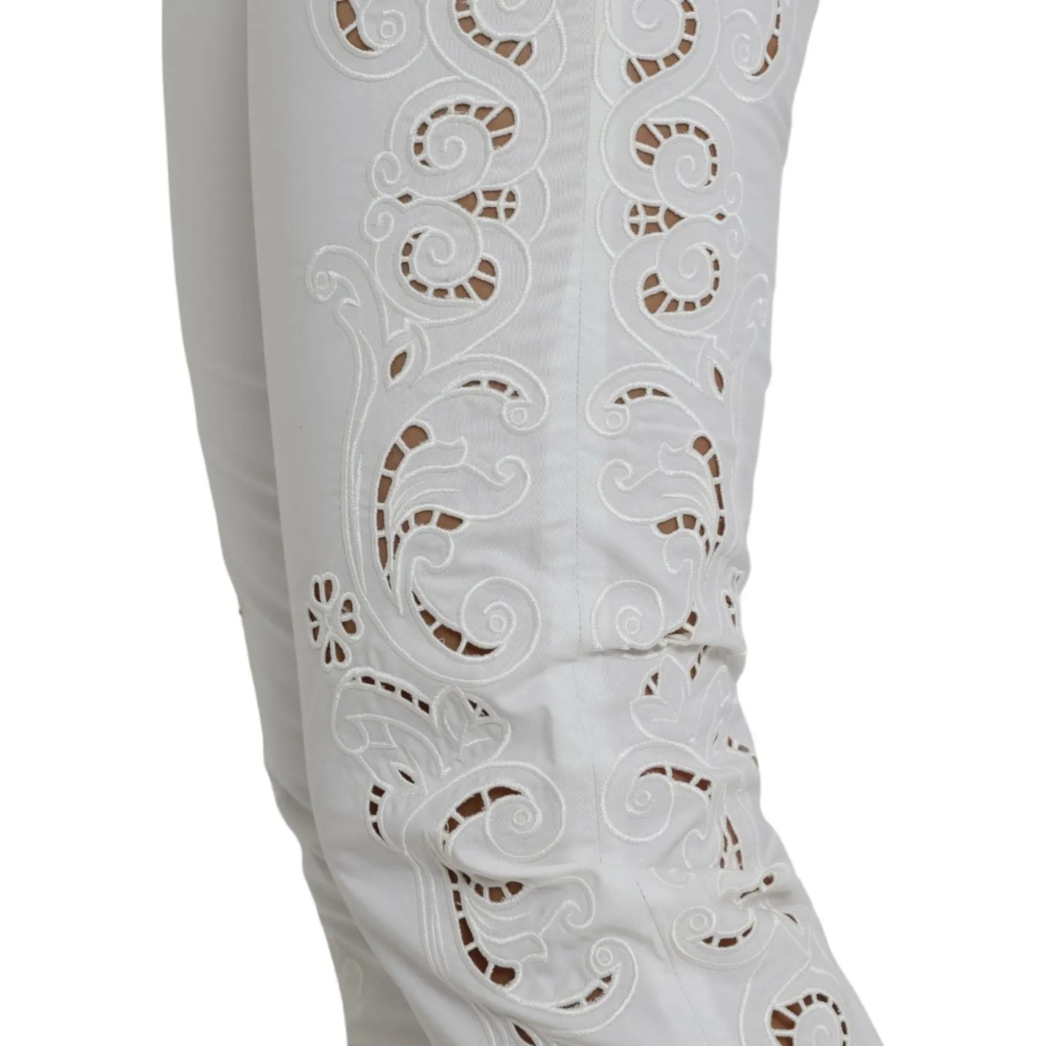 Dolce & Gabbana Elegant White Tapered Mid Waist Pants