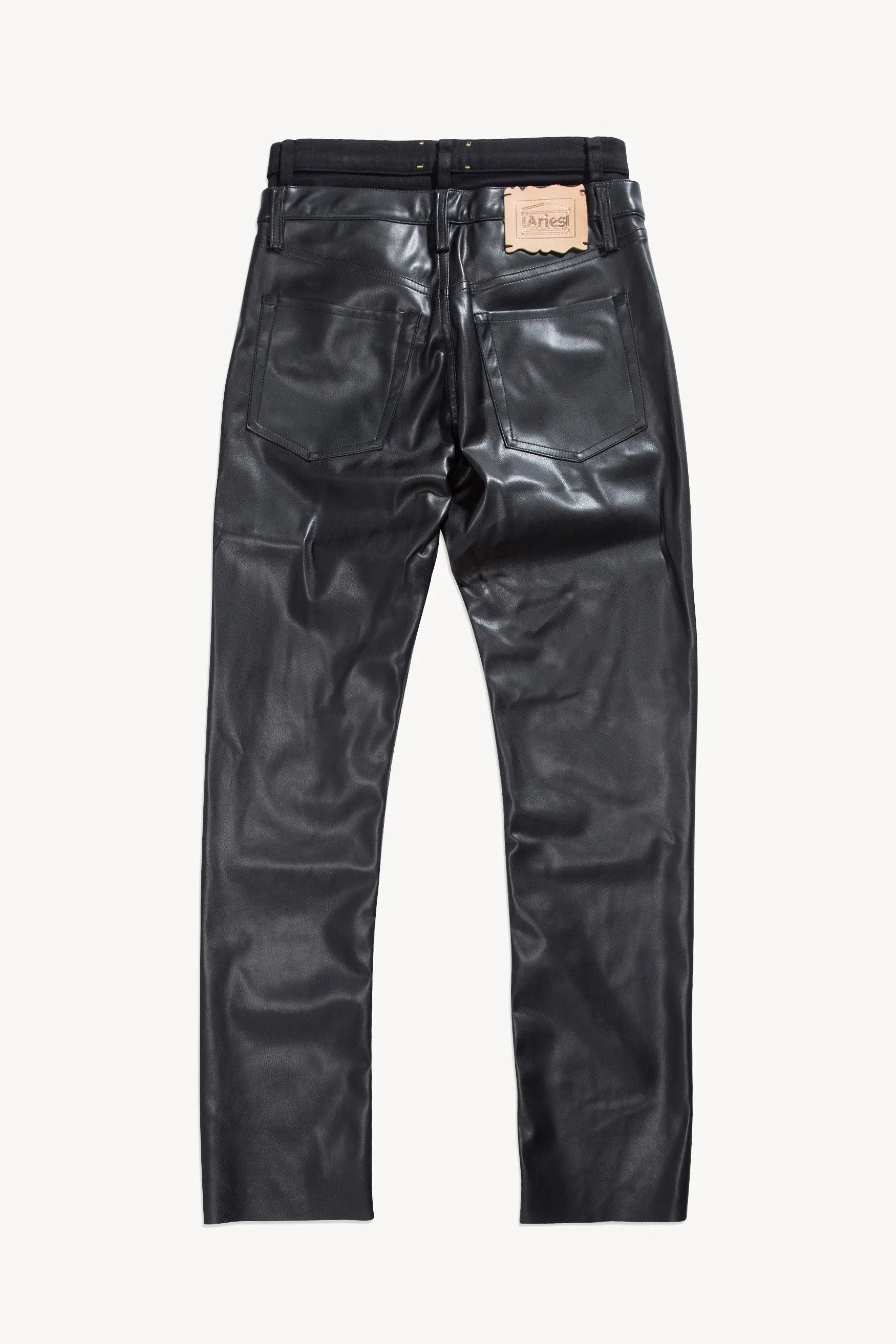 Double Waisted Faux Leather Jeans