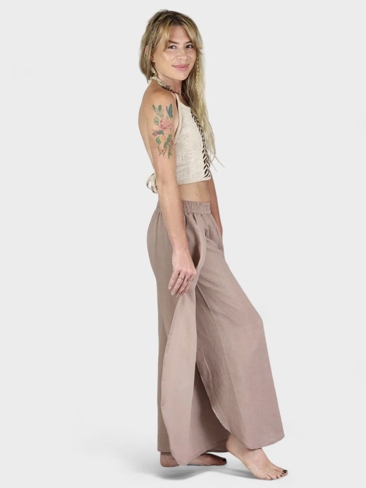 Dusty Rose Jute Fly Away Trousers