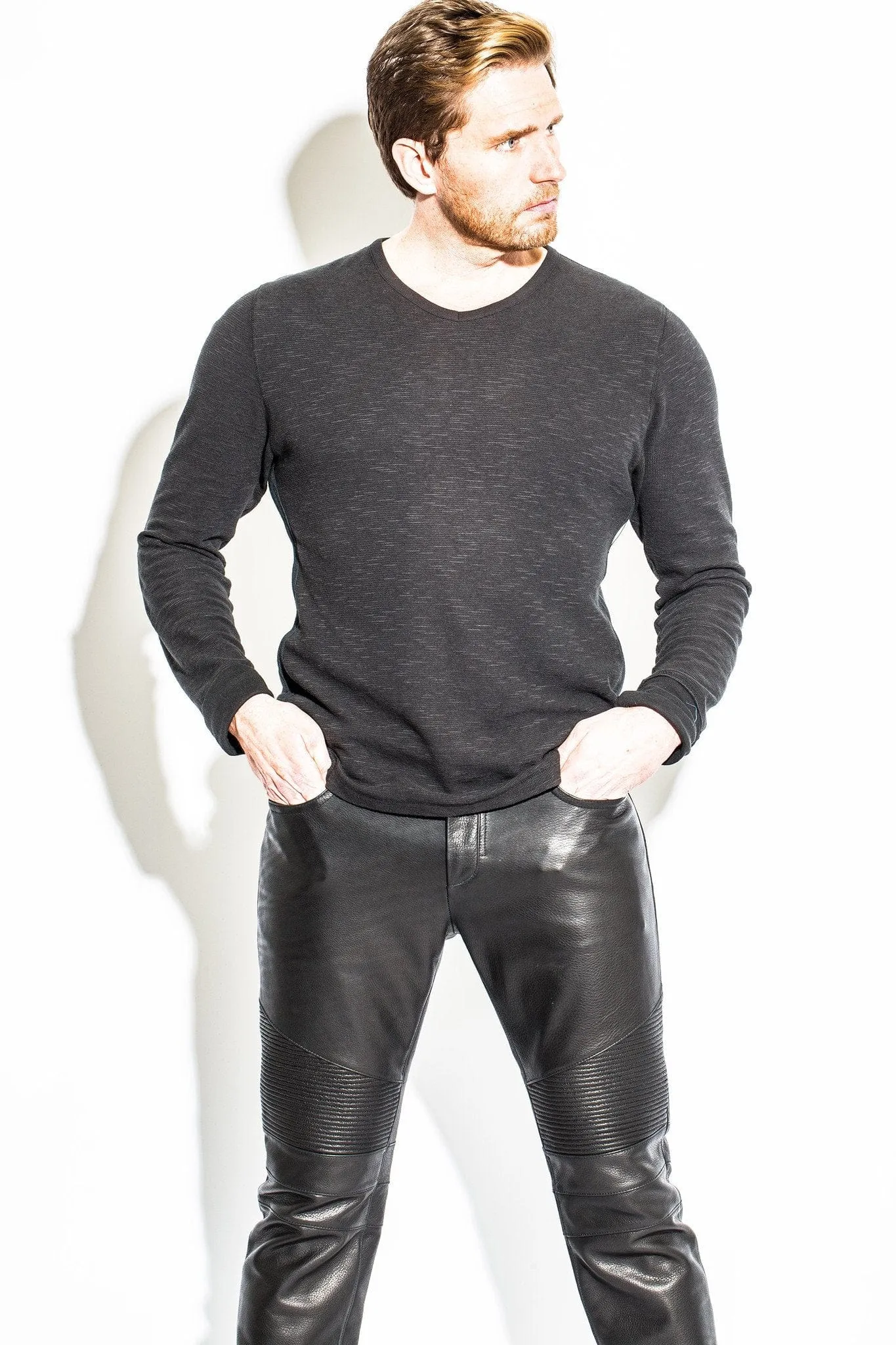 Elegant 5 Pocket Leather Jeans