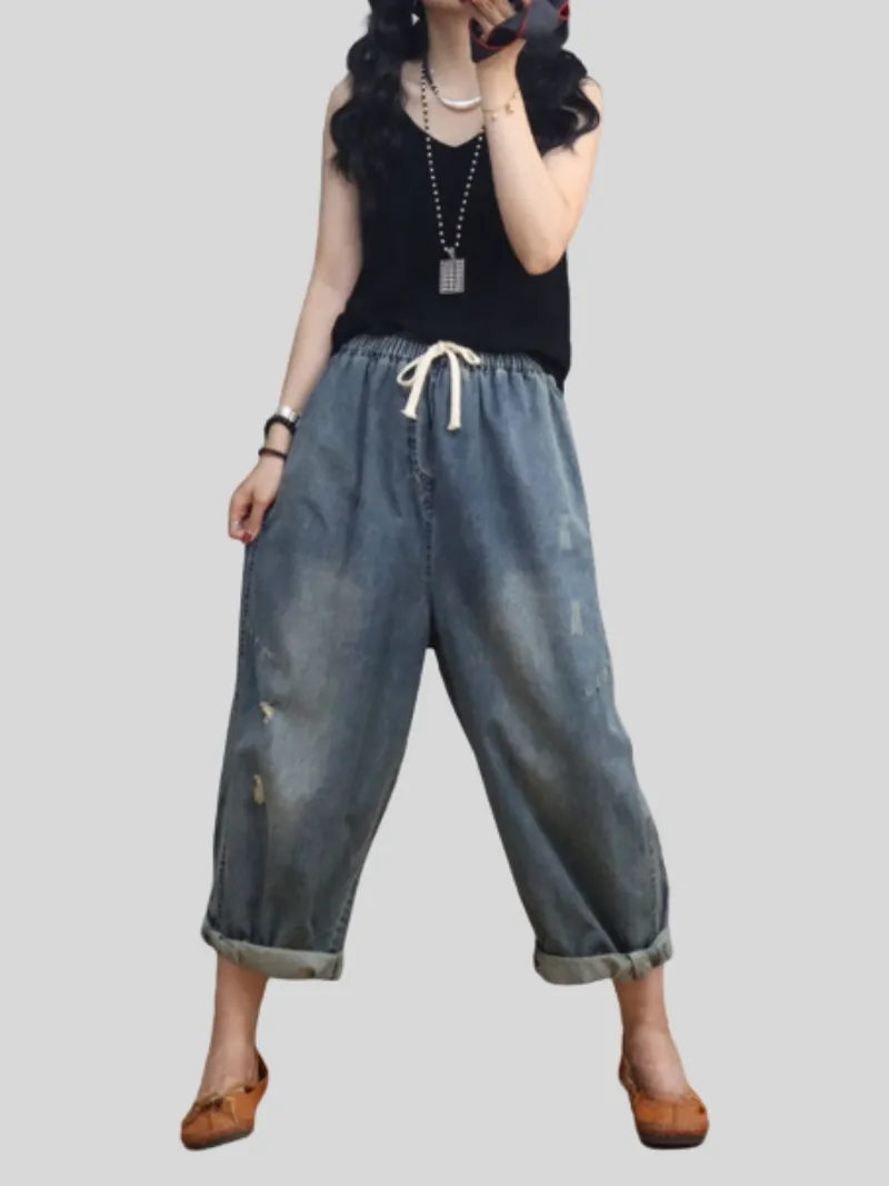 Female Summer Loose Casual Large Size Straight Bottom Pants