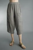 Front Pocket Linen Crop Pants