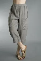 Front Pocket Linen Crop Pants