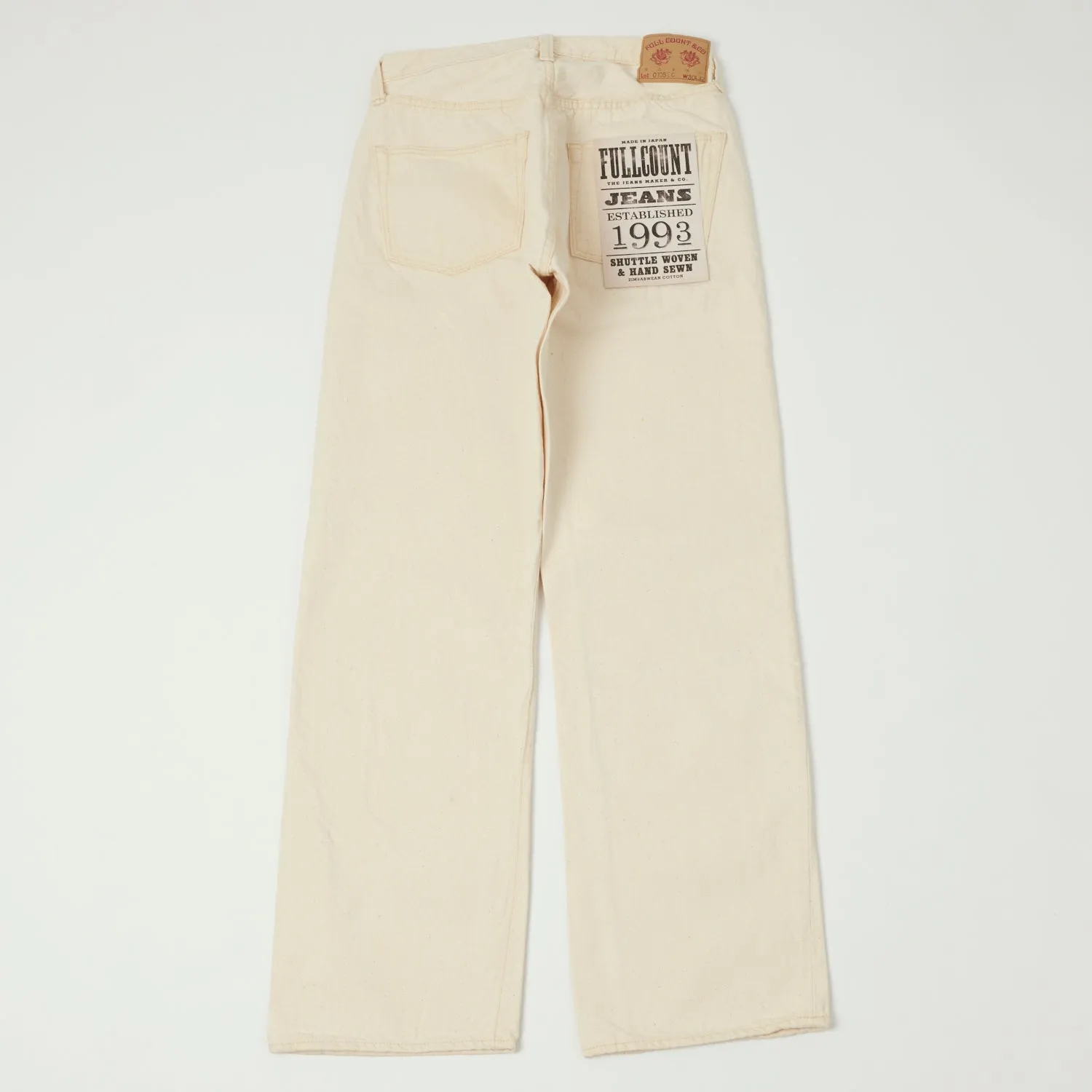 Full Count 0105EC 13oz Wide Straight Jean - Ecru One Wash