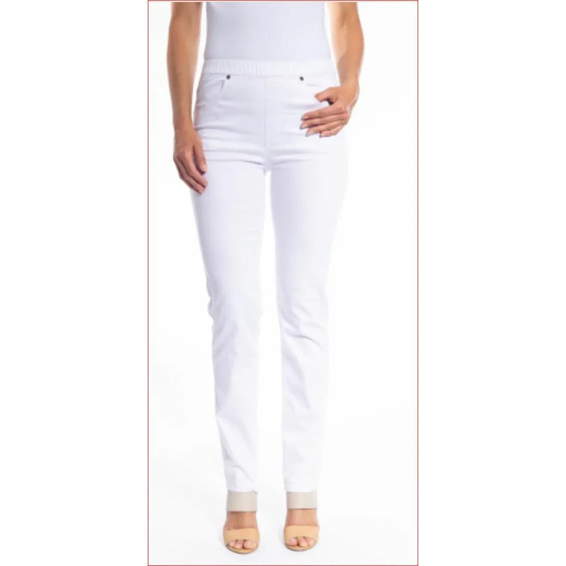 Full Length Pull-On Plain Jeans - White