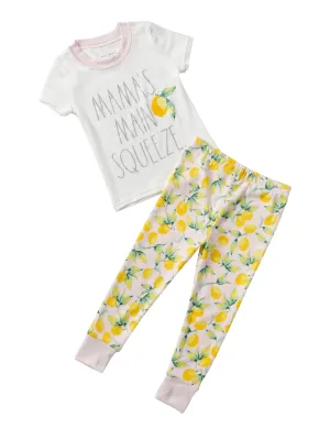 Girl's "MAMAS MAIN SQUEEZE" Short Sleeve Tee and Jogger Pajama Set