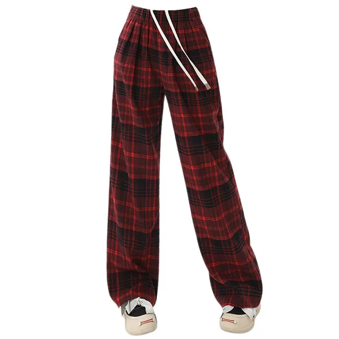 Grunge Plaid Pants in Red