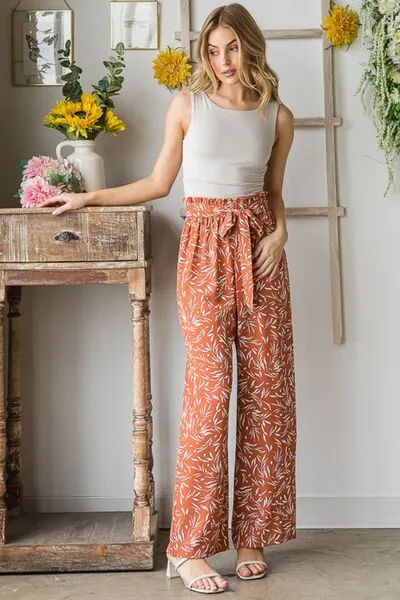 Heimish Printed Tied Straight Casual Pants