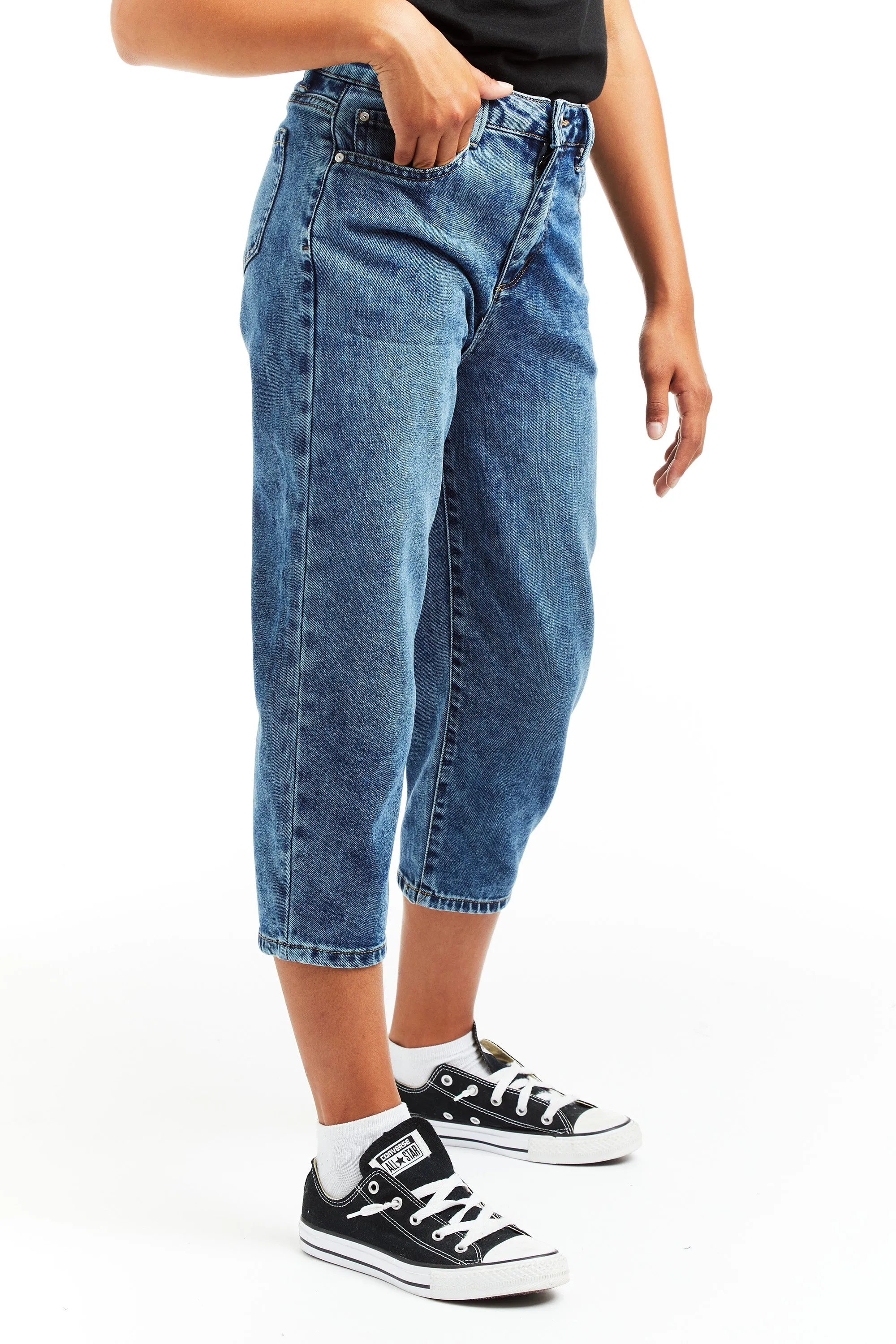 High Rise Crop Barrel Jeans