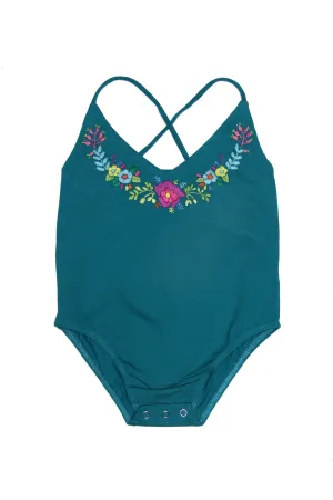 Honey Leotard Teal with Hand Stitch