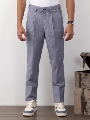 Light Blue Striped Loose Pants