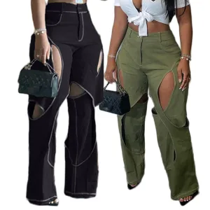 Loose Hollow-Out Design Cargo Pants - Culture Heaven Special