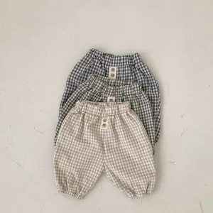 Loose Plaid Cotton Pants