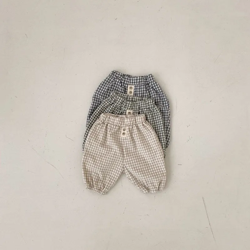 Loose Plaid Cotton Pants