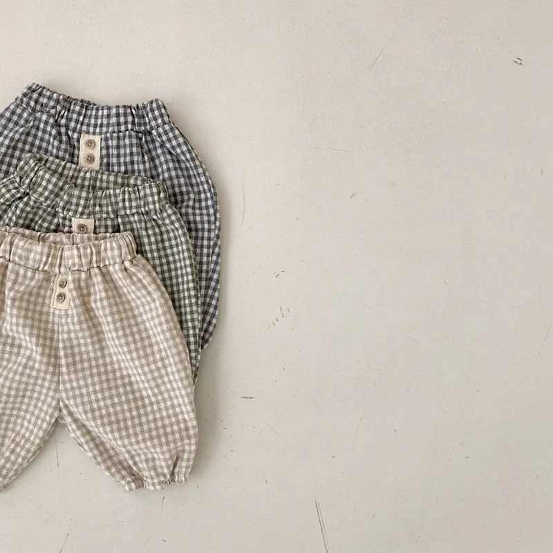 Loose Plaid Cotton Pants