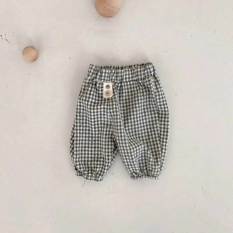 Loose Plaid Cotton Pants