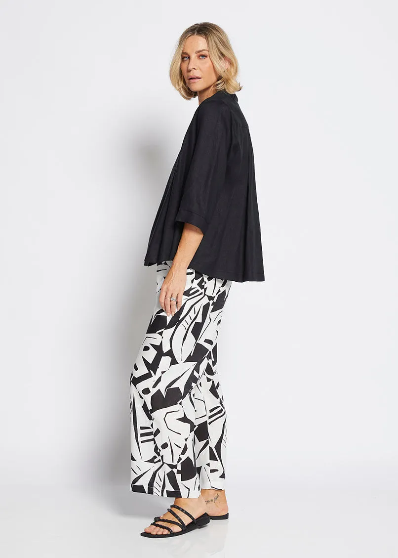 Maisie Linen Pant in Black Jungle Print