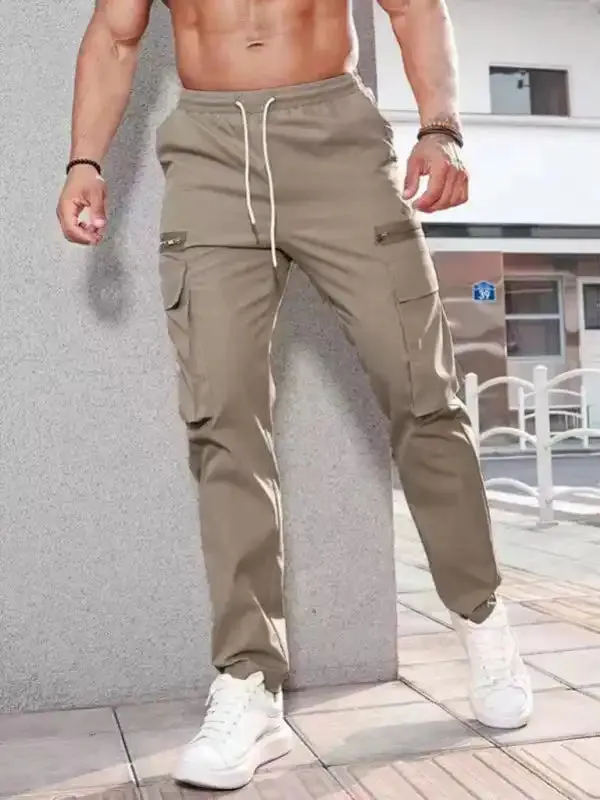 Men’s new fashionable casual sports zipper decorative overalls