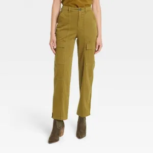 New - Women's High-Rise Loose Fit Utility Cargo Pants - Universal Thread Green 12 Short