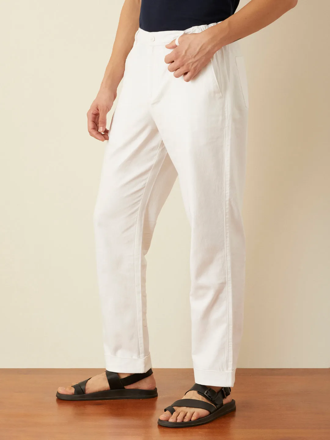 Off White Plain Loose Pants