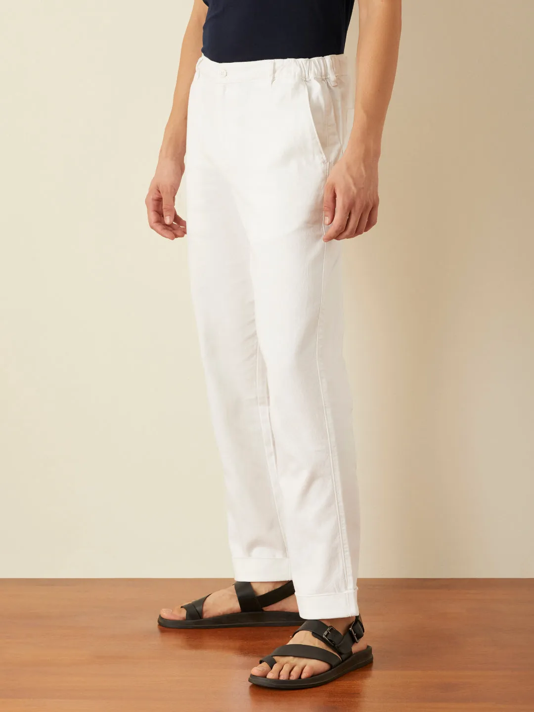 Off White Plain Loose Pants