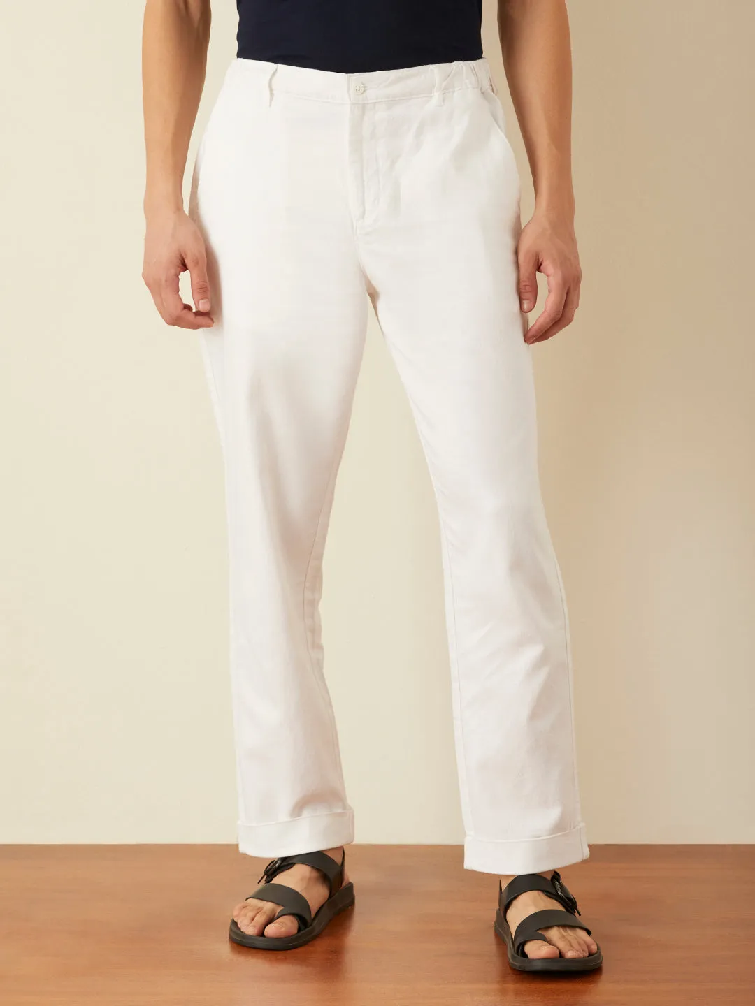 Off White Plain Loose Pants