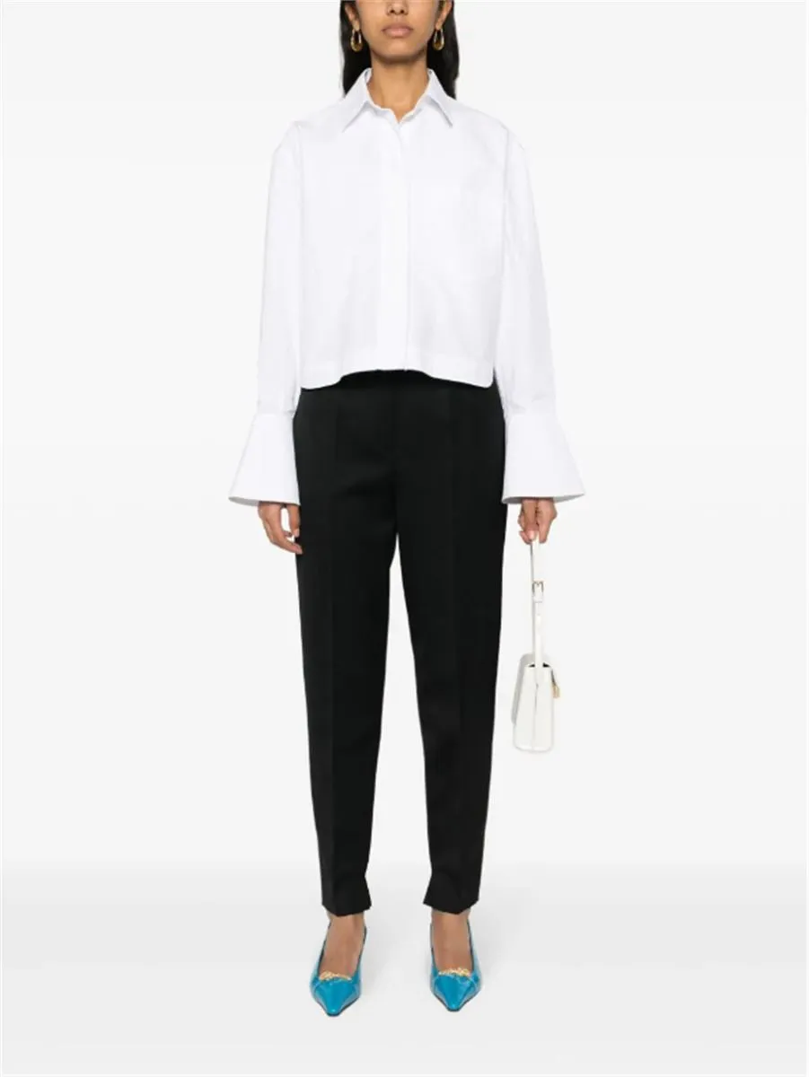 PRESSED-CREASE TAPERED-LEG TROUSERS