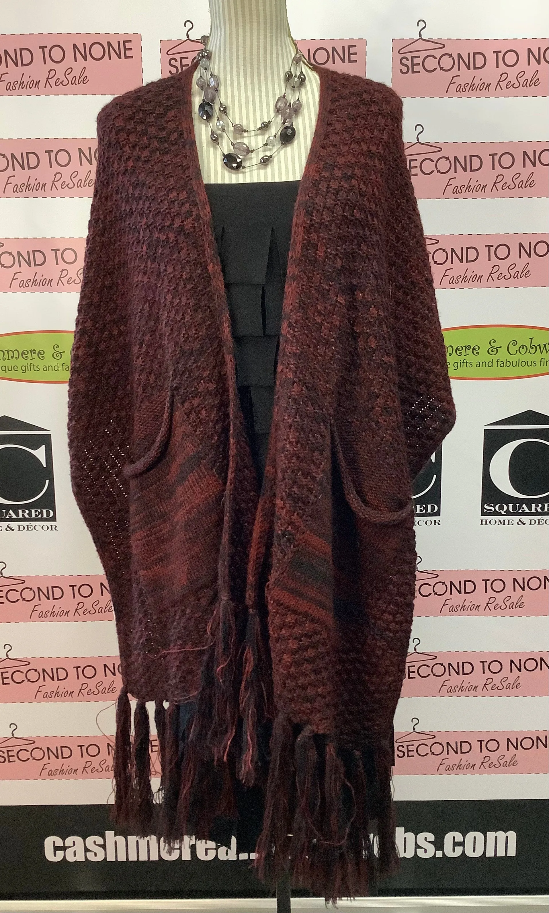 Red & Black Knit Cardi-Wrap (Size L)