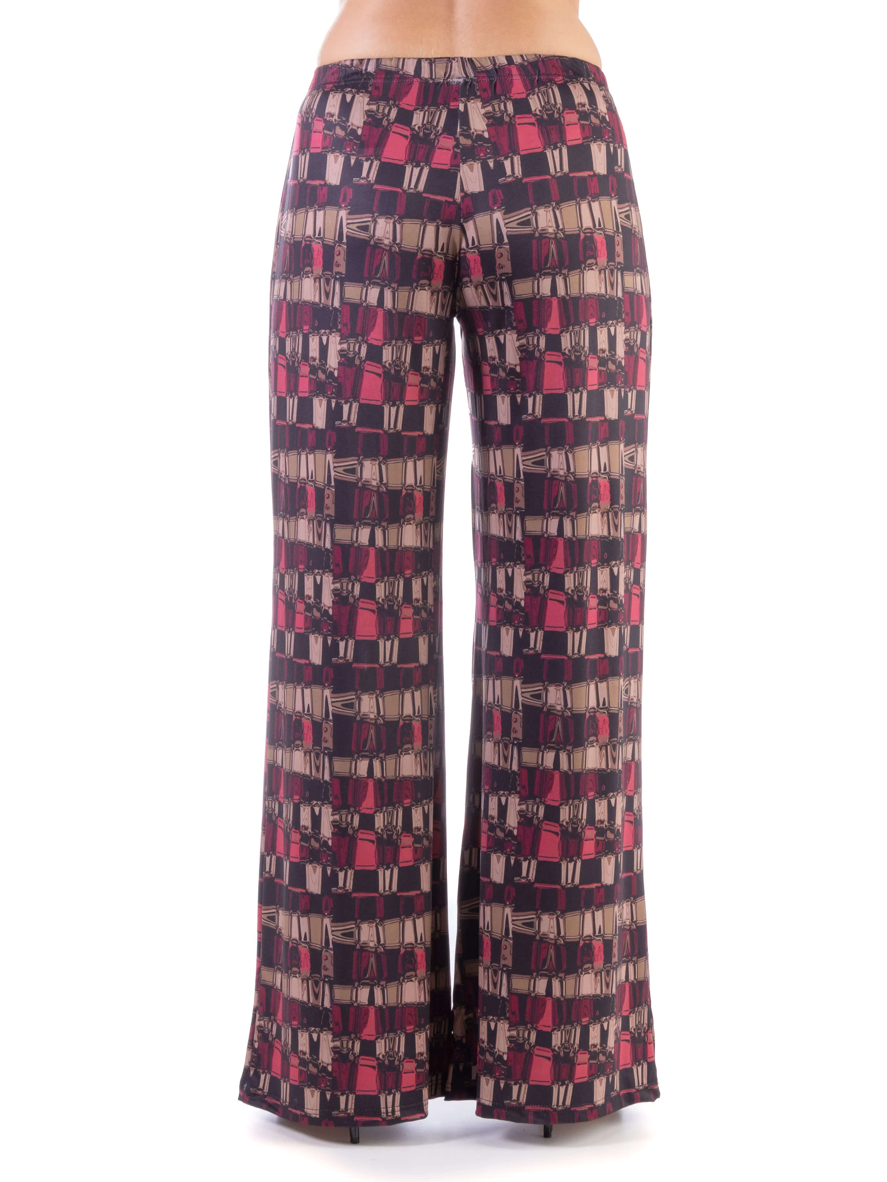 Red Print Elastic Waist Palazzo Pants