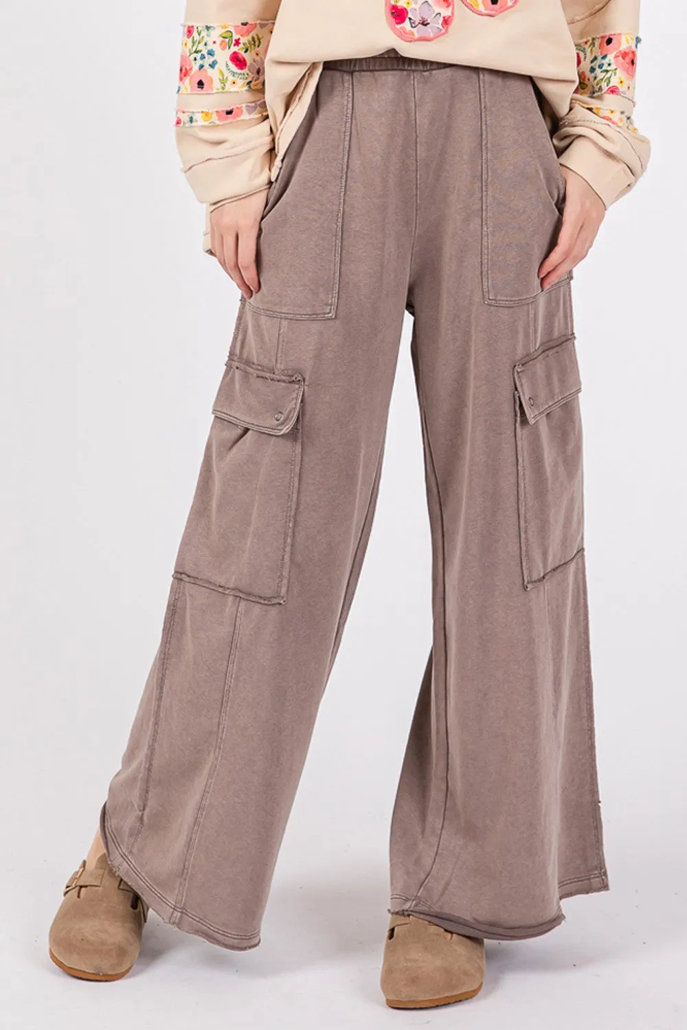 SAGE   FIG Knit Terry Mineral Wash Wide Leg Pants