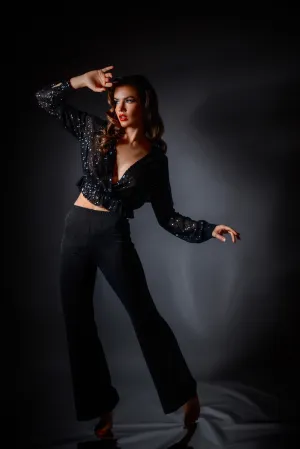 Sparkle Stretch Pants - Black