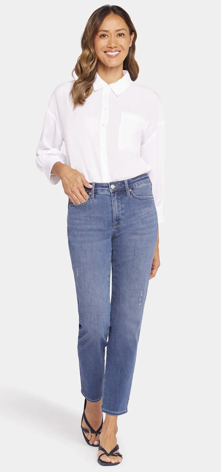 Stella Tapered Ankle Jeans Mediumblauw Premium Denim | Adore