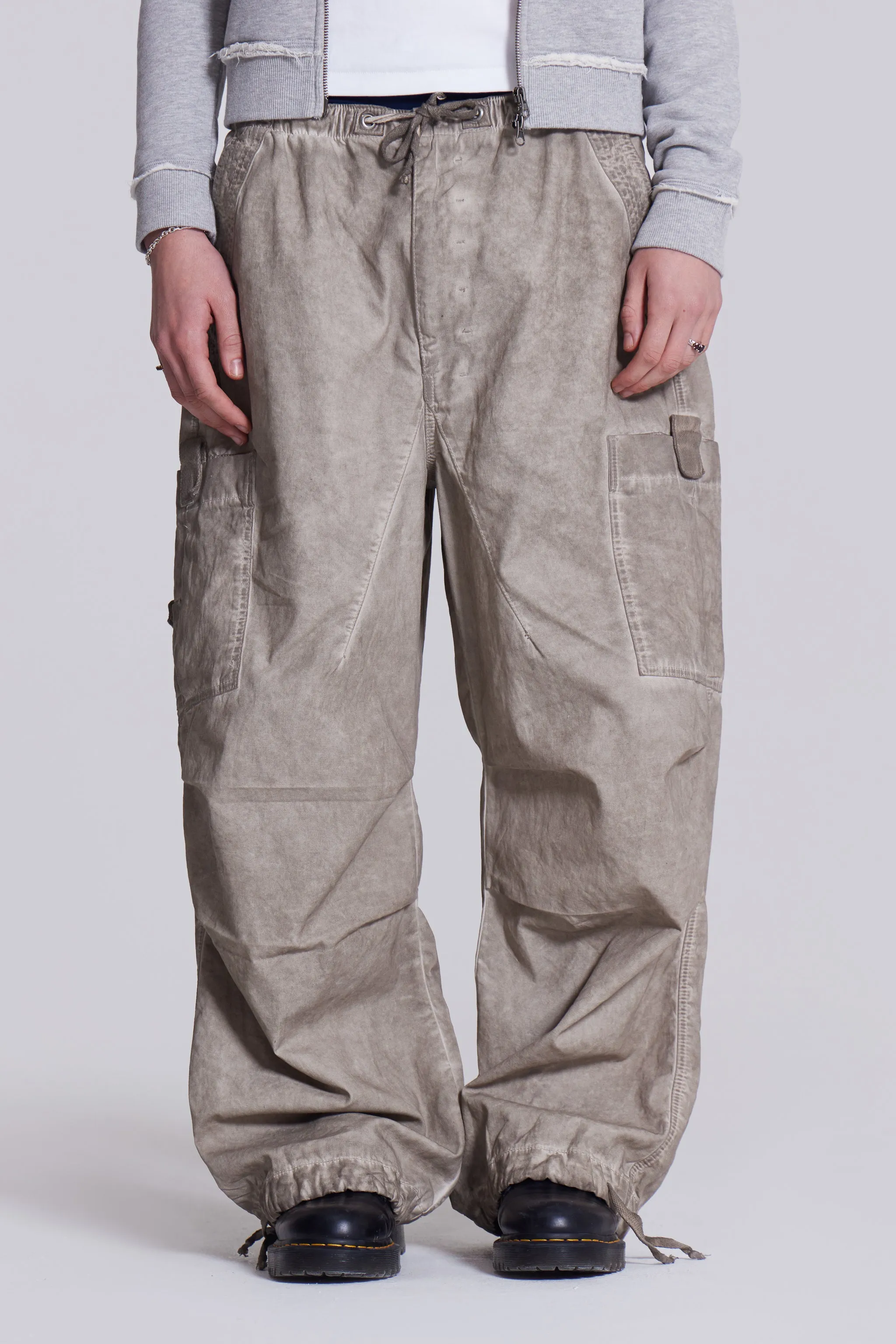 Stone Oil Wash Parachute Pants