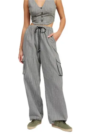 TEEK - STRIPED DRAWSTRING CARGO PANTS