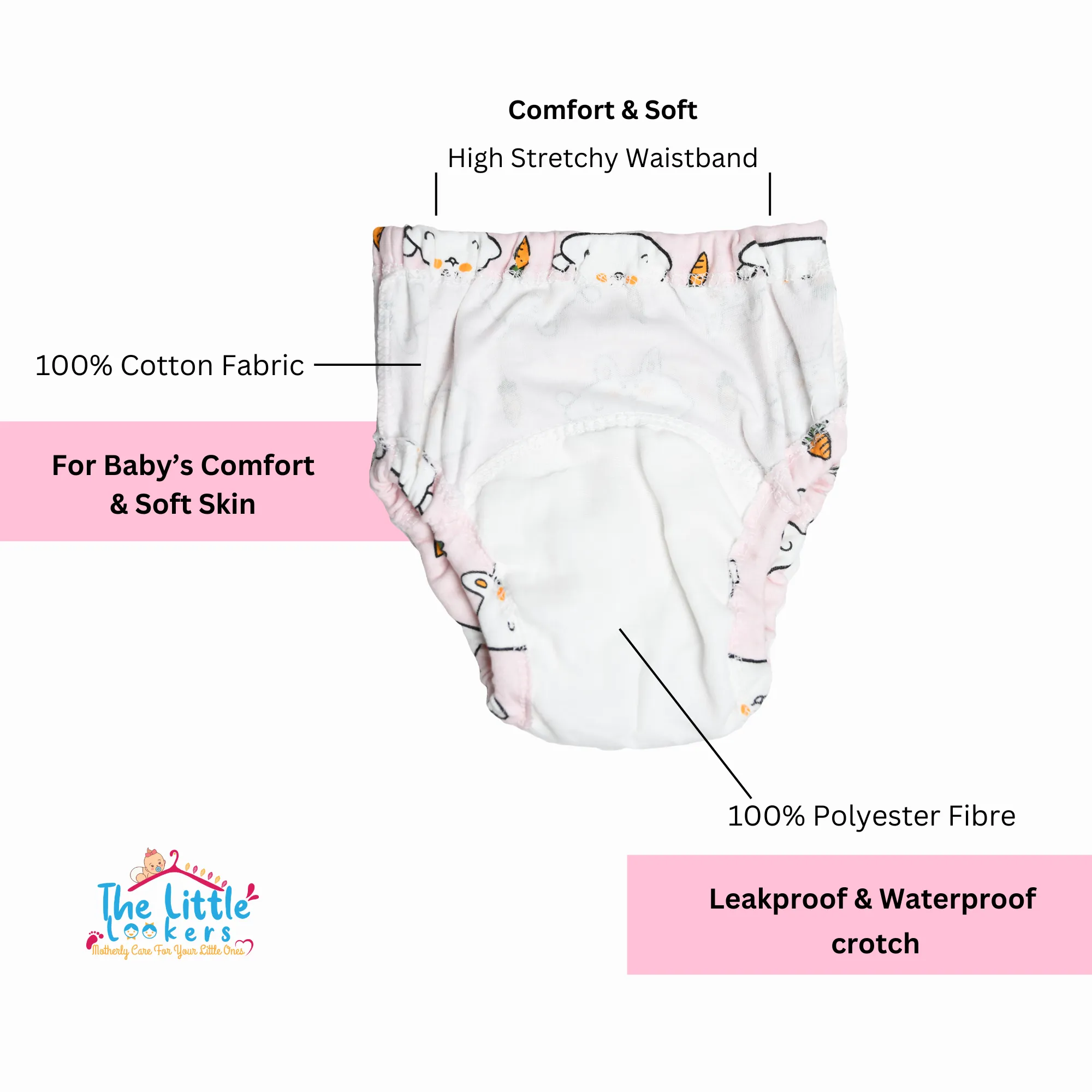 THE LITTLE LOOKERS Potty Training Pants for Babies I Reusable & Waterproof Pull up Underwear | Cloth Diaper for Babies (Pack of 2)