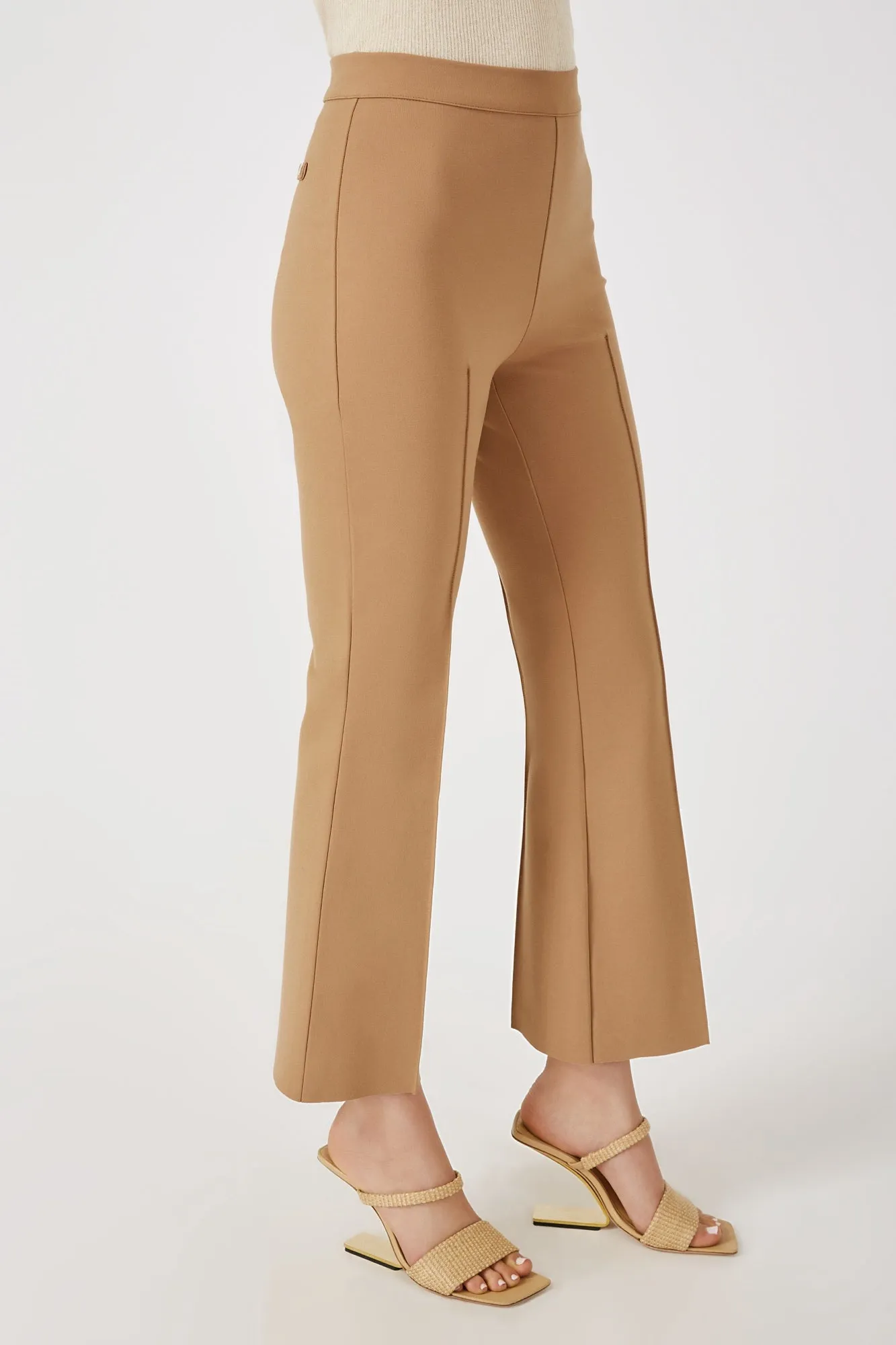 The Porterfield - Desert Tan Cropped Flare Pants with Pin Tuck